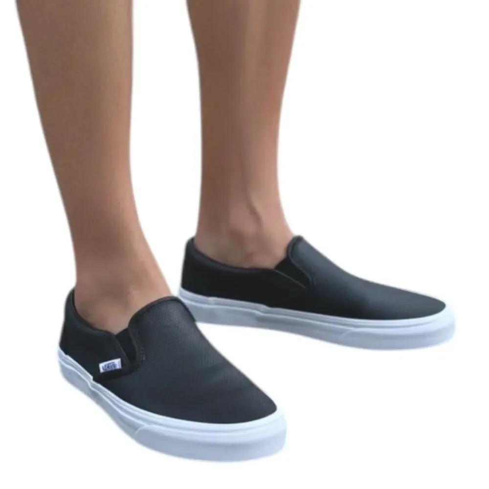 Vans Sneakers Men 5.5/Women 7 Black Off The Wall Perforated Leather Travel Shoes